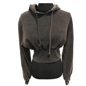 Acid Wash Cropped Hoodie